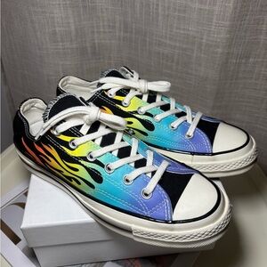 Converse Chuck Taylor All Star Flame Print Canvas Lace Up Multicolor Sneakers 7